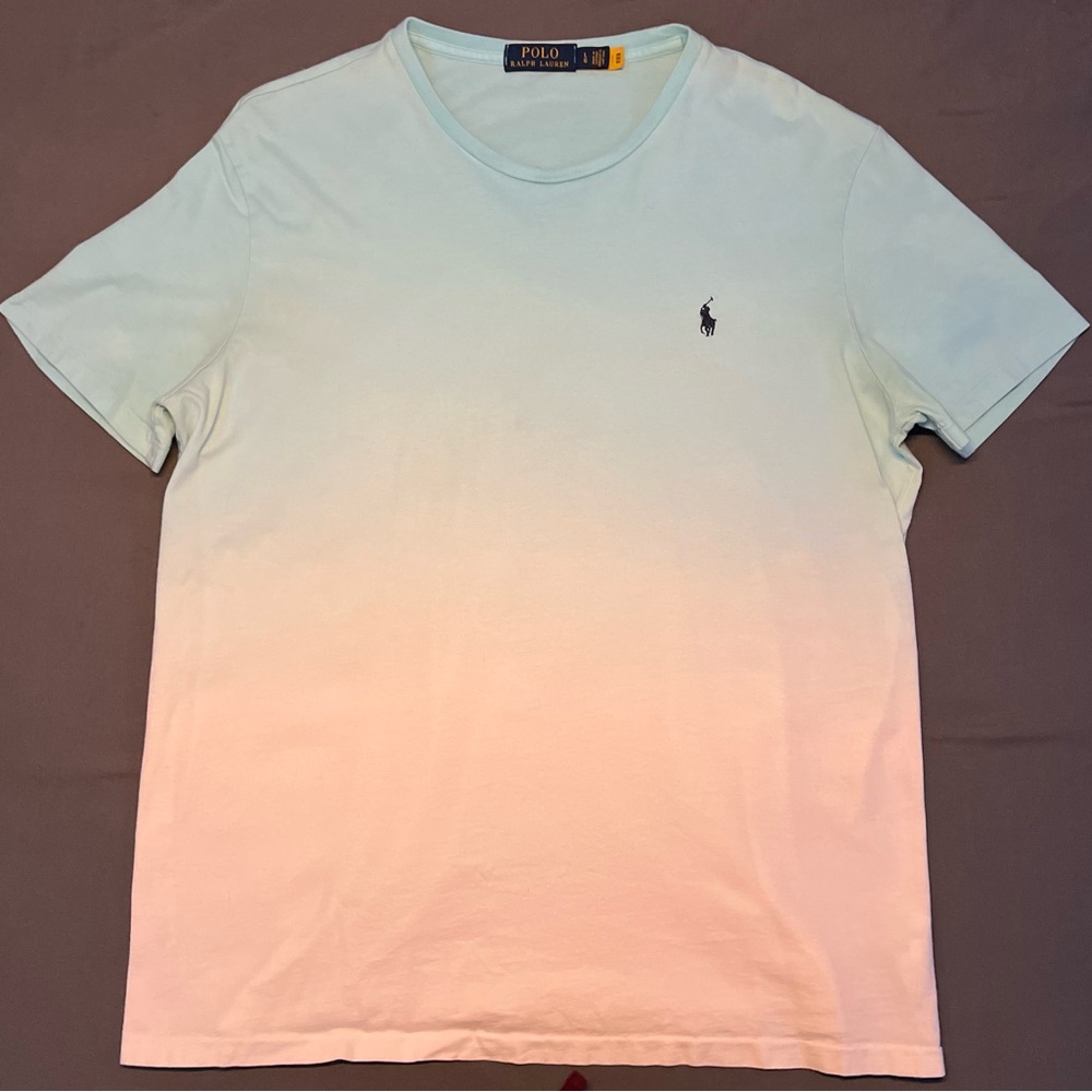 Polo Ralph Lauren Men's Blue and White Gradient T-Shirt